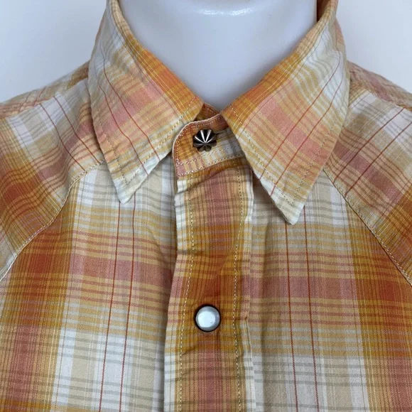 RRL Western Shirt Snap Sunset Orange Men’s Size Small
